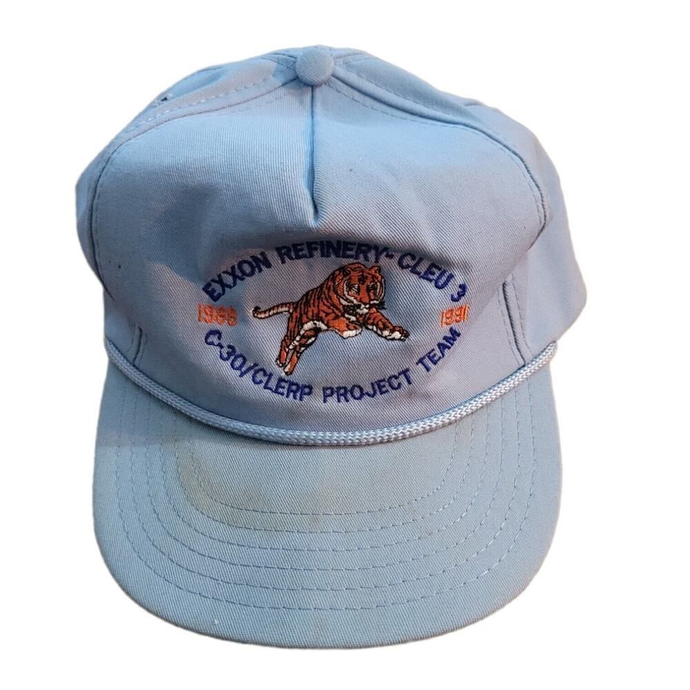 Vintage EXXON Refinery Tiger Project Team Baseball Hat Retro 80s 90s